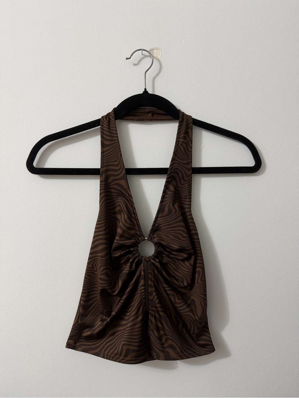 H&M Brown Swirl Halter Crop Top